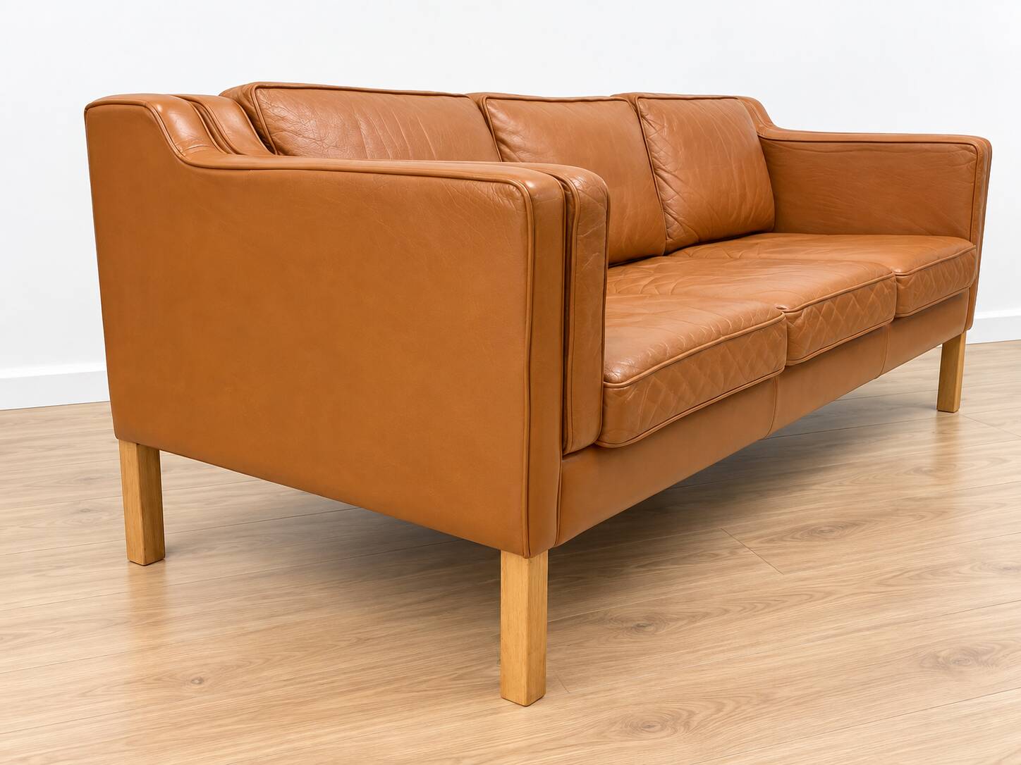 Vintage Danish mid-century 3-person Stouby sofa in cognac leather, 1960s