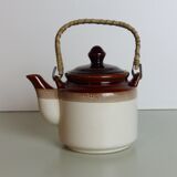 Teapot in beige and brown stoneware