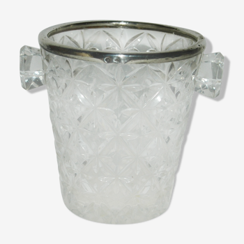 ice bucket, glass bottles and silver silver ice bucket