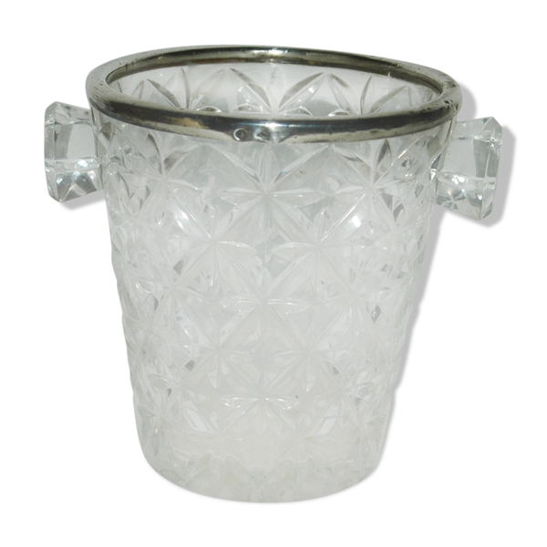 Seau à glaçons à bouteilles en verre et argent