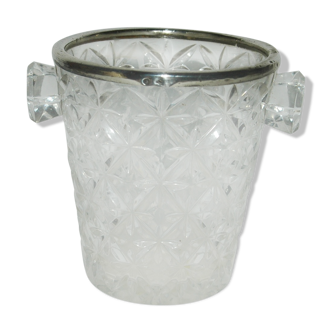 ice bucket, glass bottles and silver silver ice bucket
