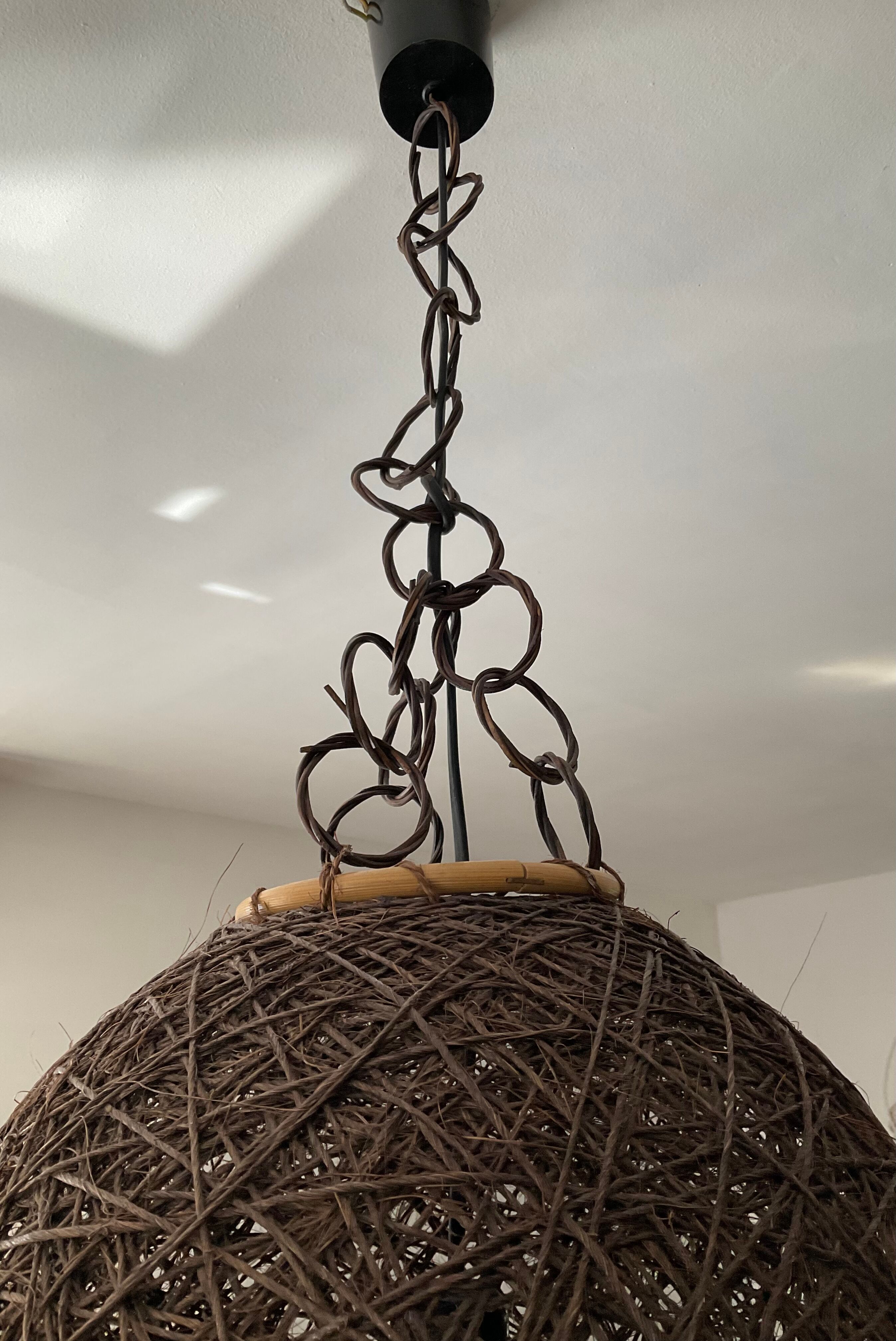 Vintage suspension Wicker ball 70s