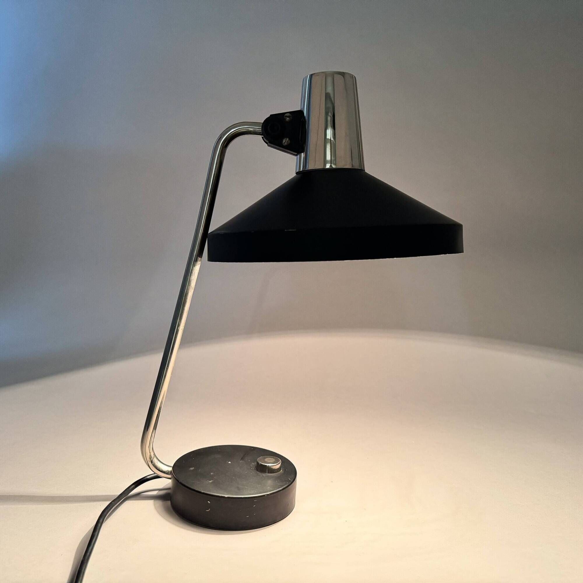 Mid Century Chrome & Metal Adjustable Table Lamp, 1970s