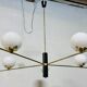 Lampadario con sfere opaline bianche, anni '60