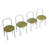 Set of four Italian postmodern metal chairs with sculpted seats, 1980s
