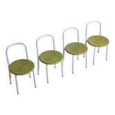 Set of four Italian postmodern metal chairs with sculpted seats, 1980s