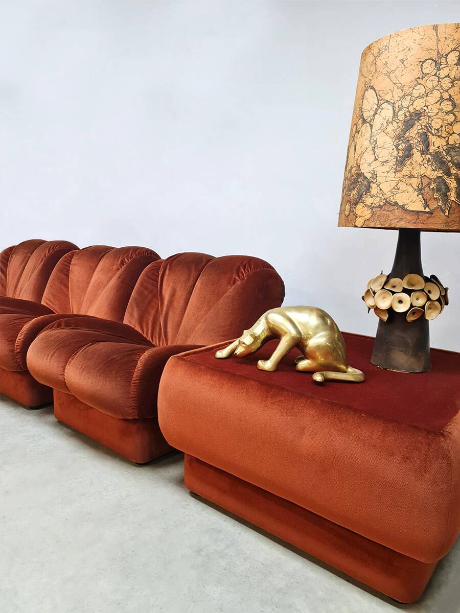 Vintage Italian design modular sofa 'Burnt orange'