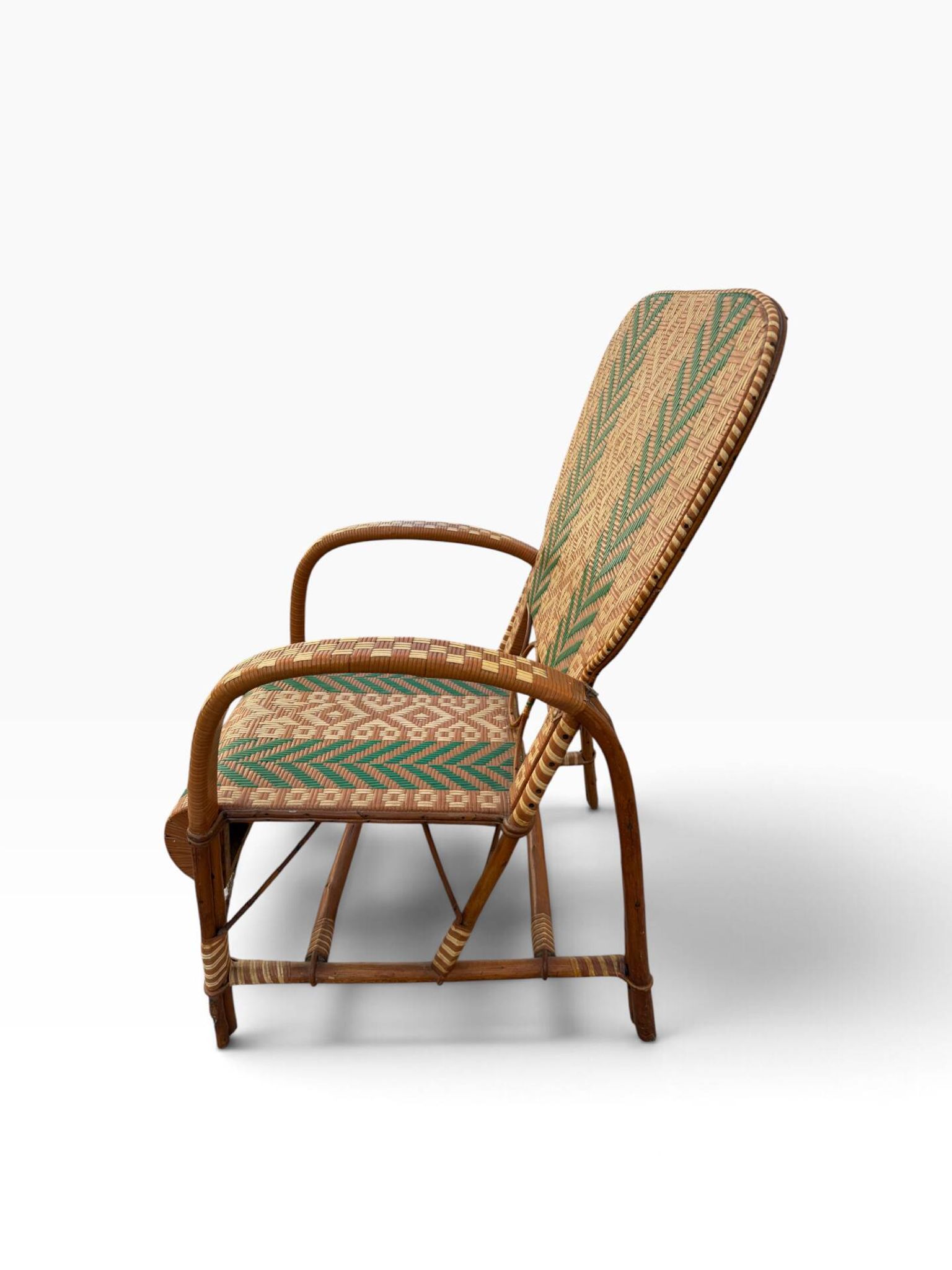 Fauteuils en rotin éclissé style Audoux Minet des années 50 F
