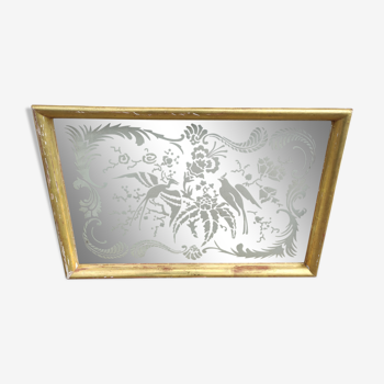 Miroir doré décor au oiseaux