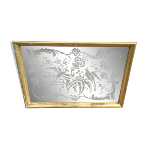 Miroir doré décor au - oiseaux