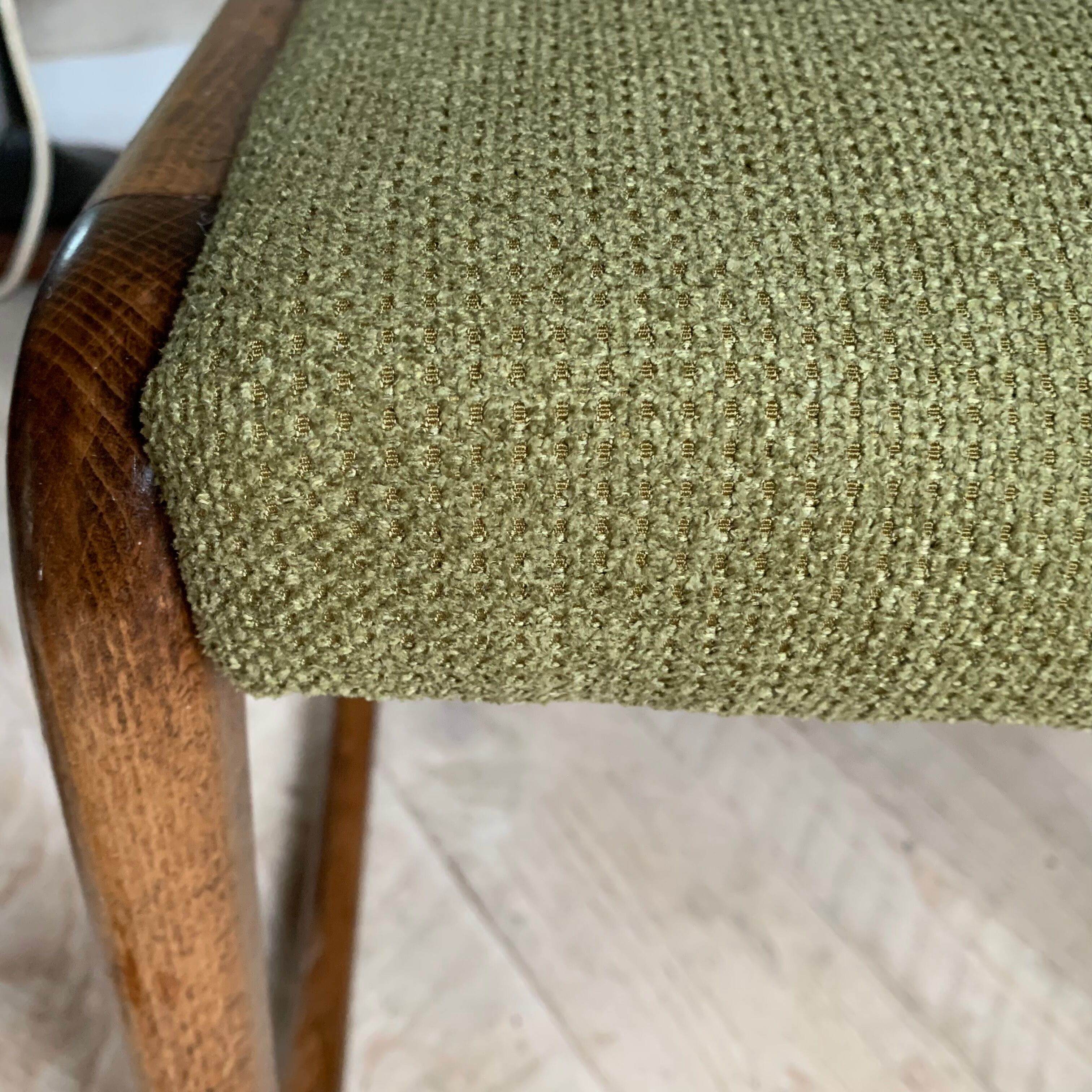 Baumann vintage sled chairs in ash and linden green velvet fabric - set of 4