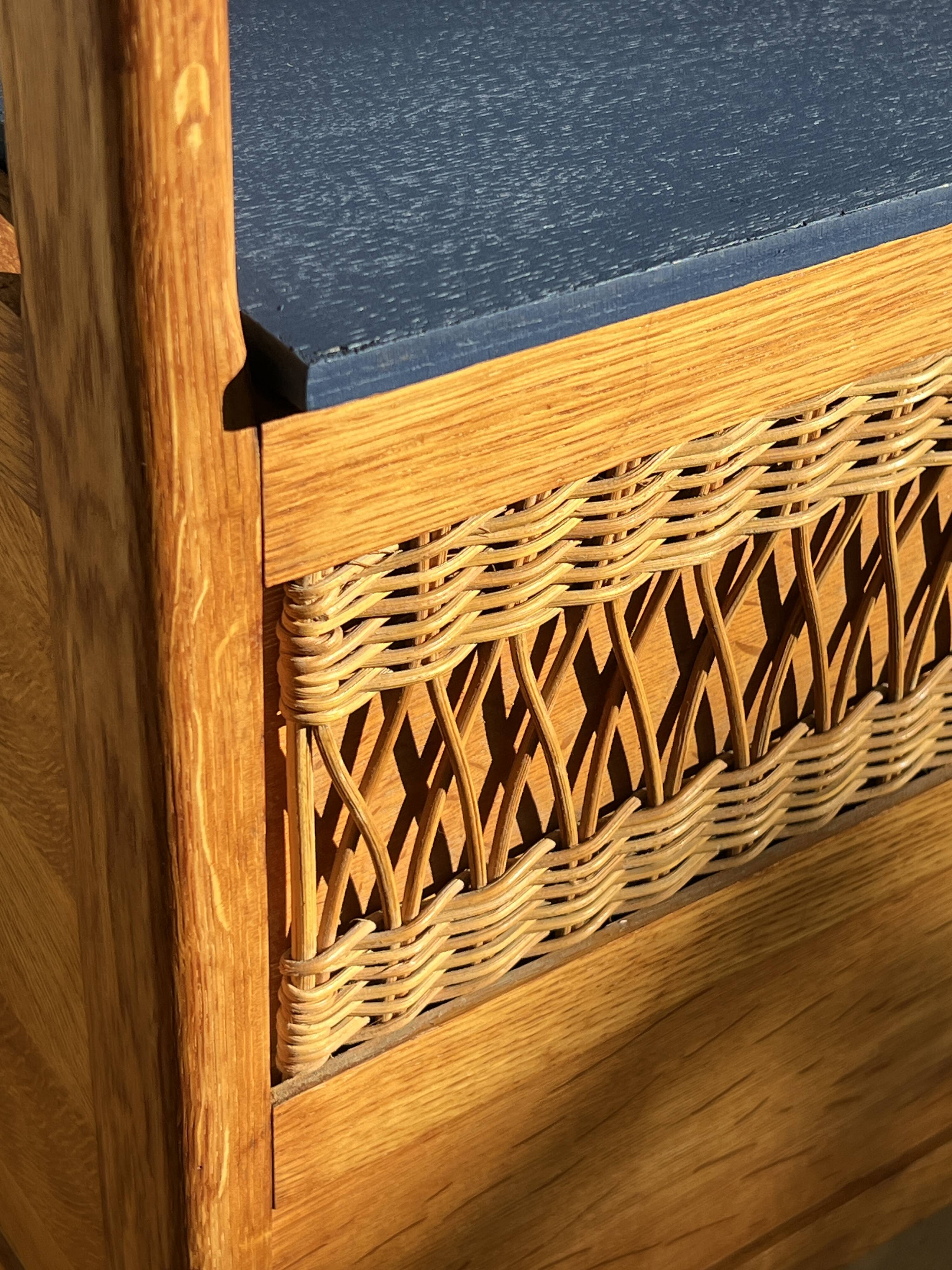 Vintage wooden and rattan toy chest