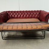 Sofa chesterfield convertible red leather