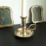 Candle holder with vintage brass handle