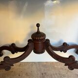 Console in carved solid oak and marble top