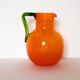 Pichet en verre bullé orange et vert