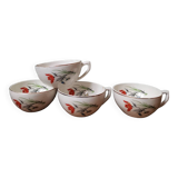 Set of 4 vintage coffee cups Sarreguemines Digoin France opaque real joel model