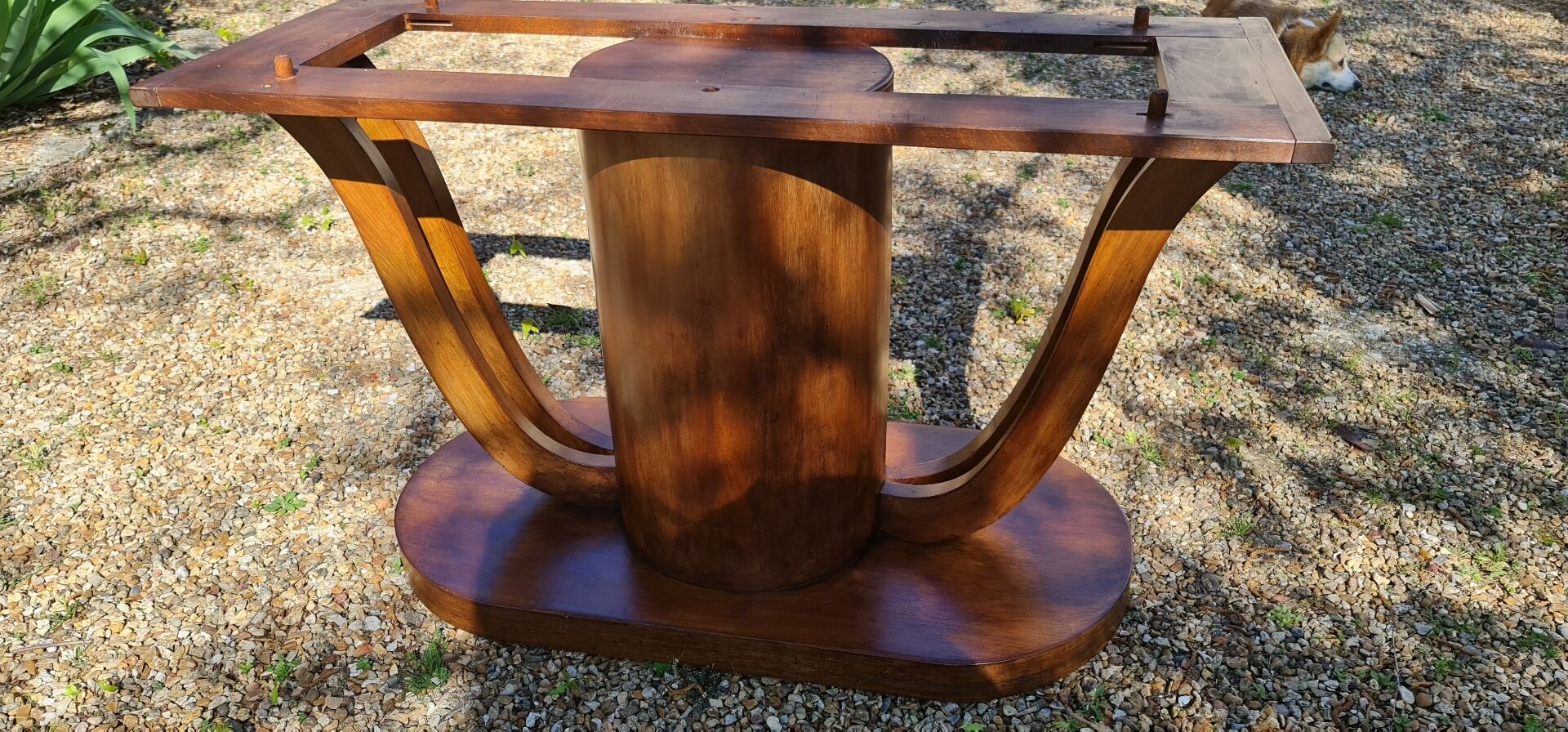 Art Deco dining table in solid walnut – 1930s – extendable