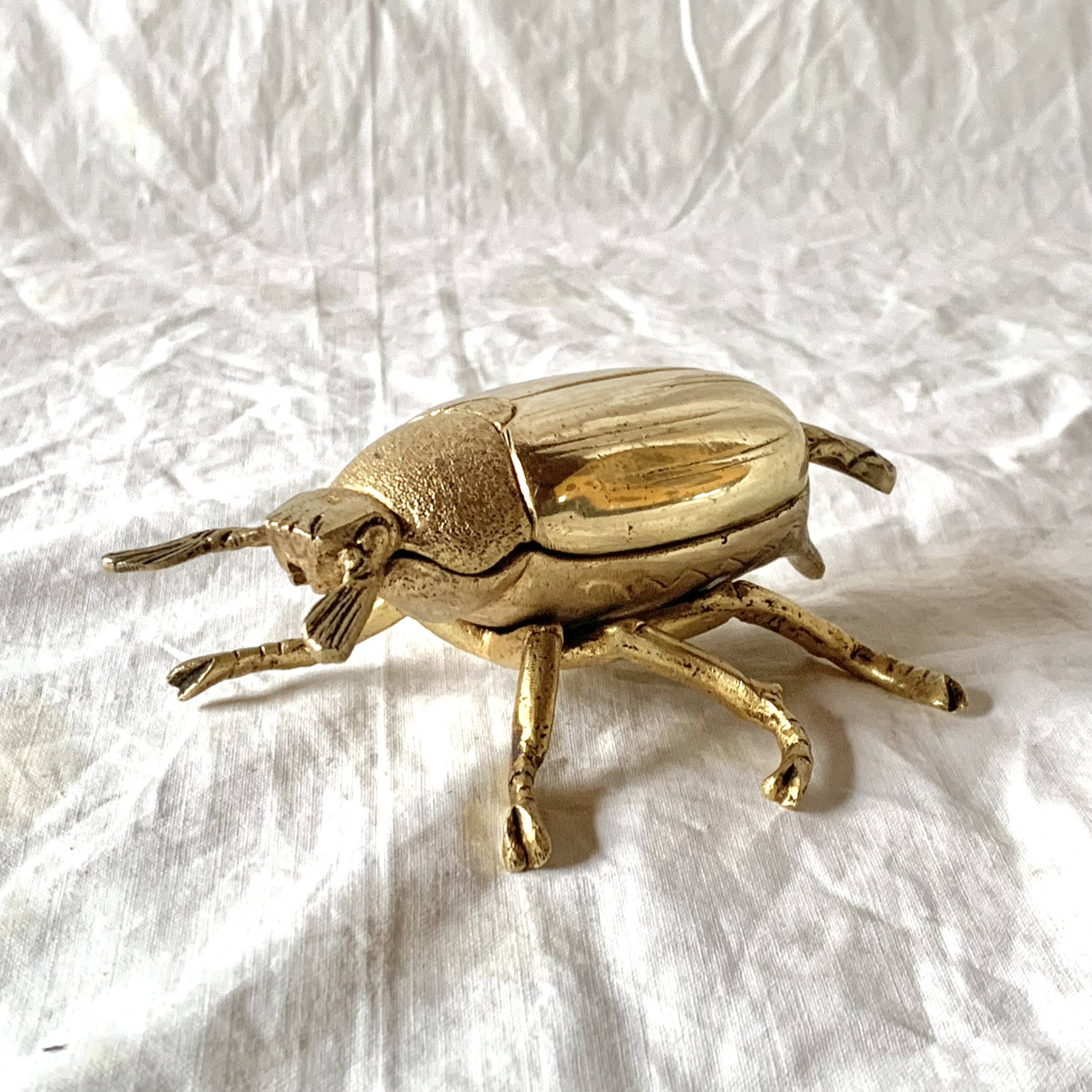 Vintage golden brass scarab