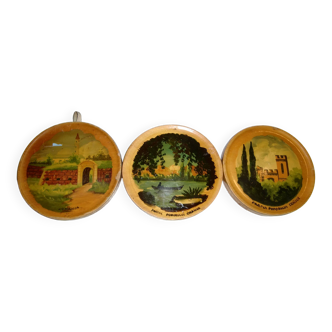 Lot de 3 petits tableaux peints sur bois