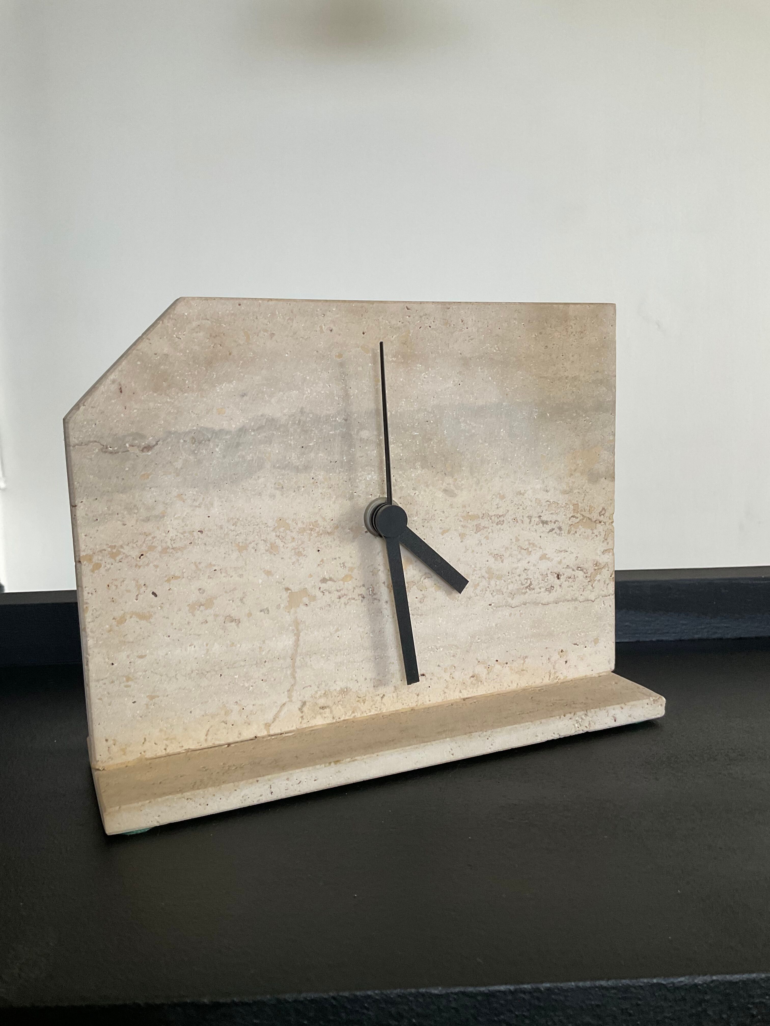 Vintage travertine clock from the 70s