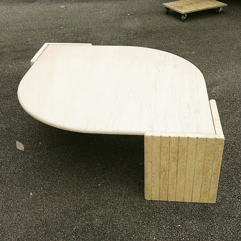 Table basse goutte travertin design 1970 vintage