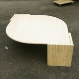 Coffee table drop travertine design 1970 vintage