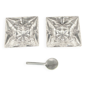 Salt shakers in their original box and teaspoon