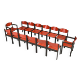 Italian postmodern stacking chairs in Sottsass style, Italy, 1970s, set of 14