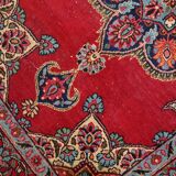 Tapis vintage fait main Kazvin en laine rouge vif (100cm x 144cm)