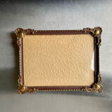 Vintage metal gold & copper colored picture frame brass 17.5 cm x 13.5 cm convex glass