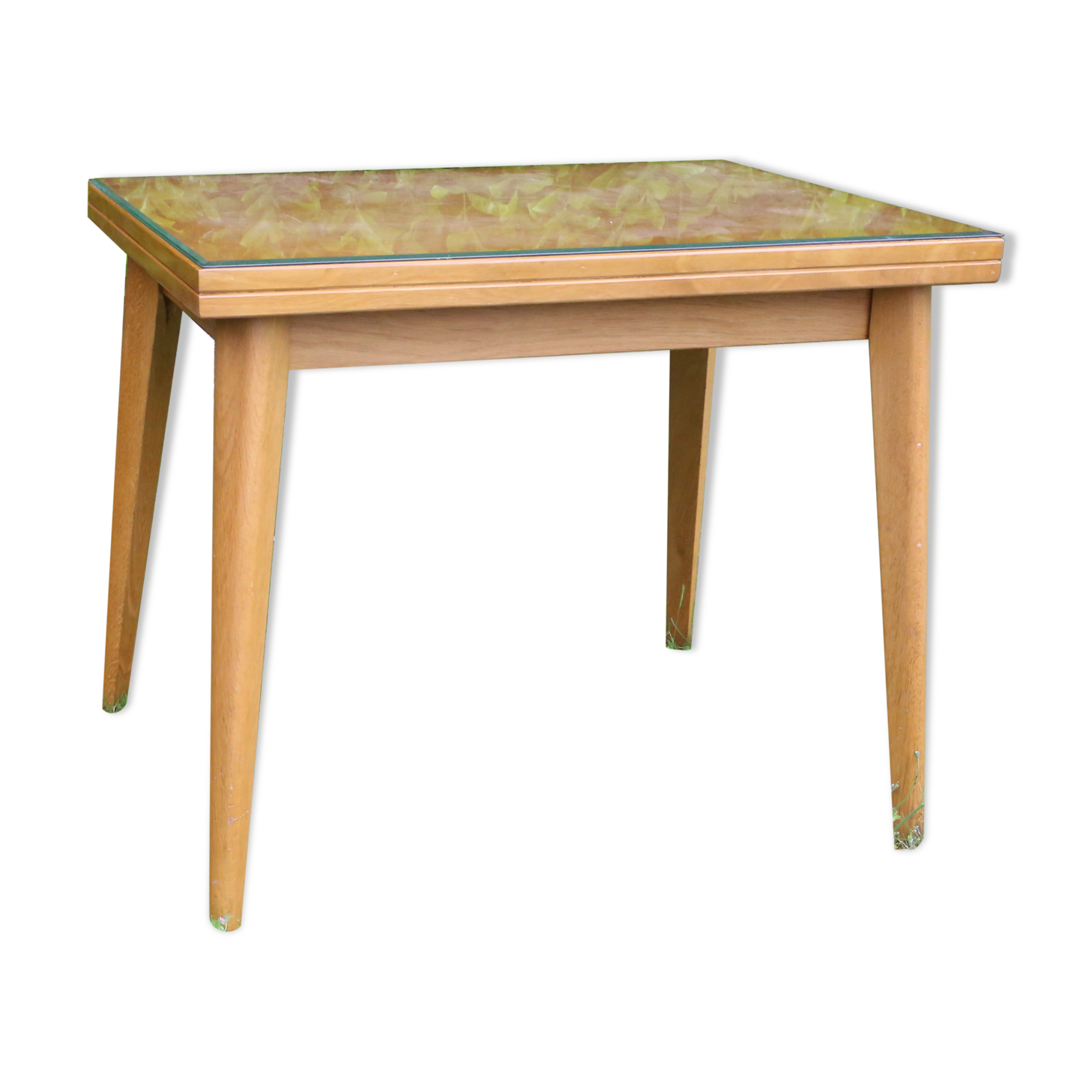 Pretty glass pine table, vintage