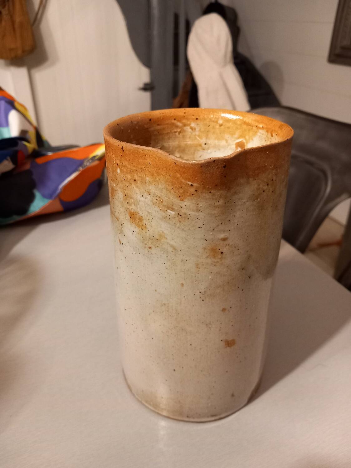 Pitcher/water or milk pot, old, in glazed stoneware