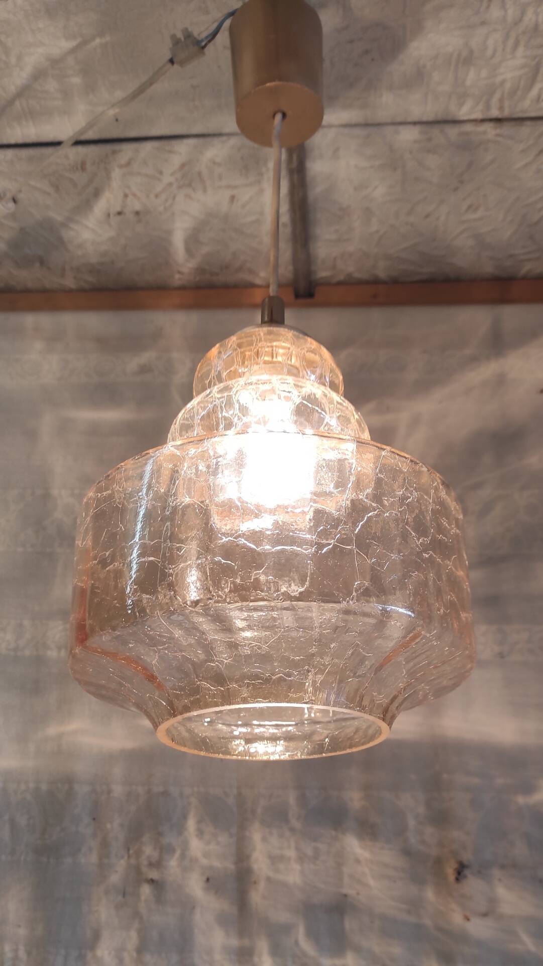 Amber glass Scandinavian suspension style - 1960s-70s