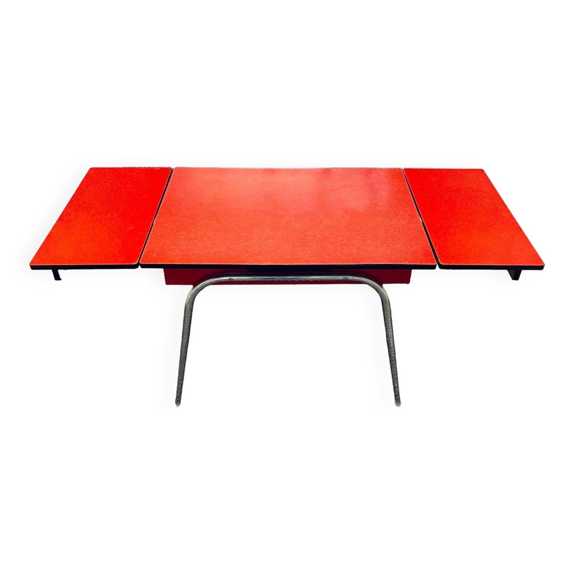 Vintage red formica table from the 60s with extensions