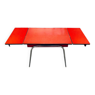 Vintage red formica table from the 60s with extensions