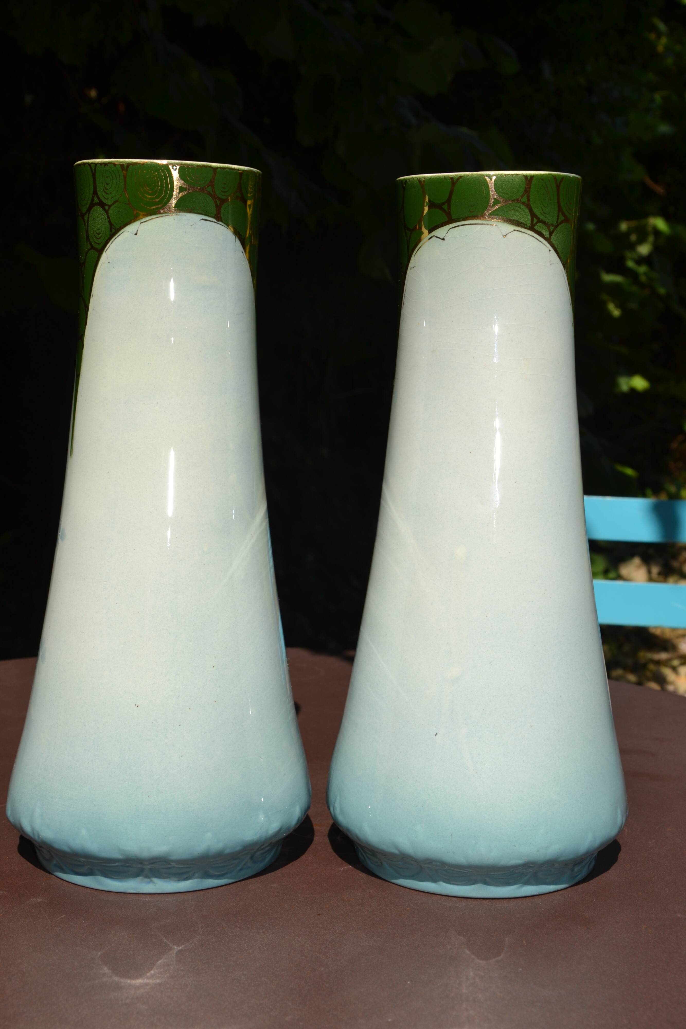 2 flowered vases St Amand early 20th century