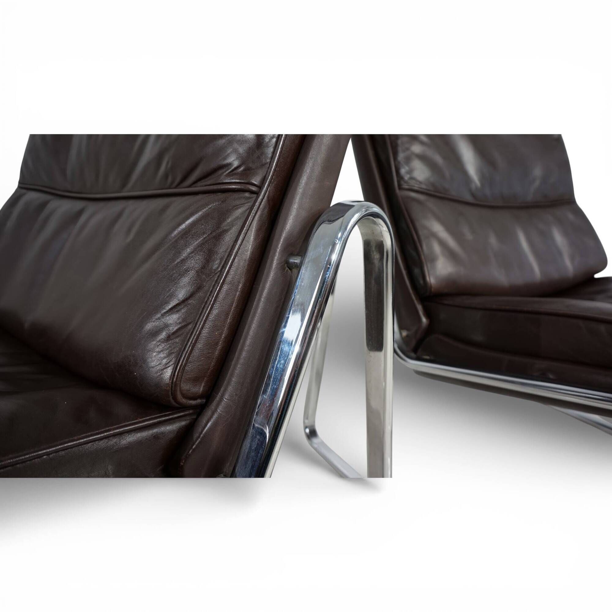 Set of 2 Drabert lounge chairs in brown leather by Gerd Lange, 1970