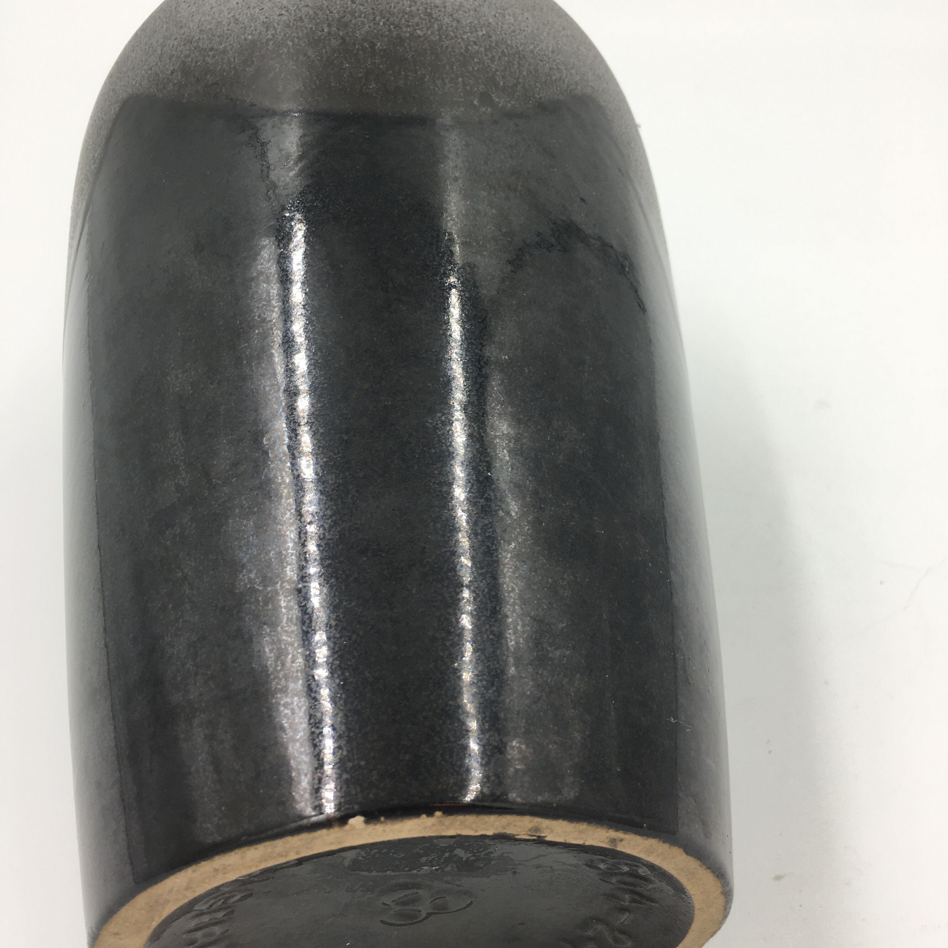 Brown and light grey ceramic vase