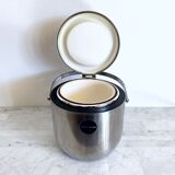 Vintage Alessi ice bucket with mechanical lid designed by Anselmo Vitale and Carlo Mazzeri from the