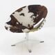 Chaise circle en cuir de vachette de Lusch Erzeugnis 1960s