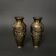 Paire de vases japonais en bronze ciselé incrustation décor d'oiseau