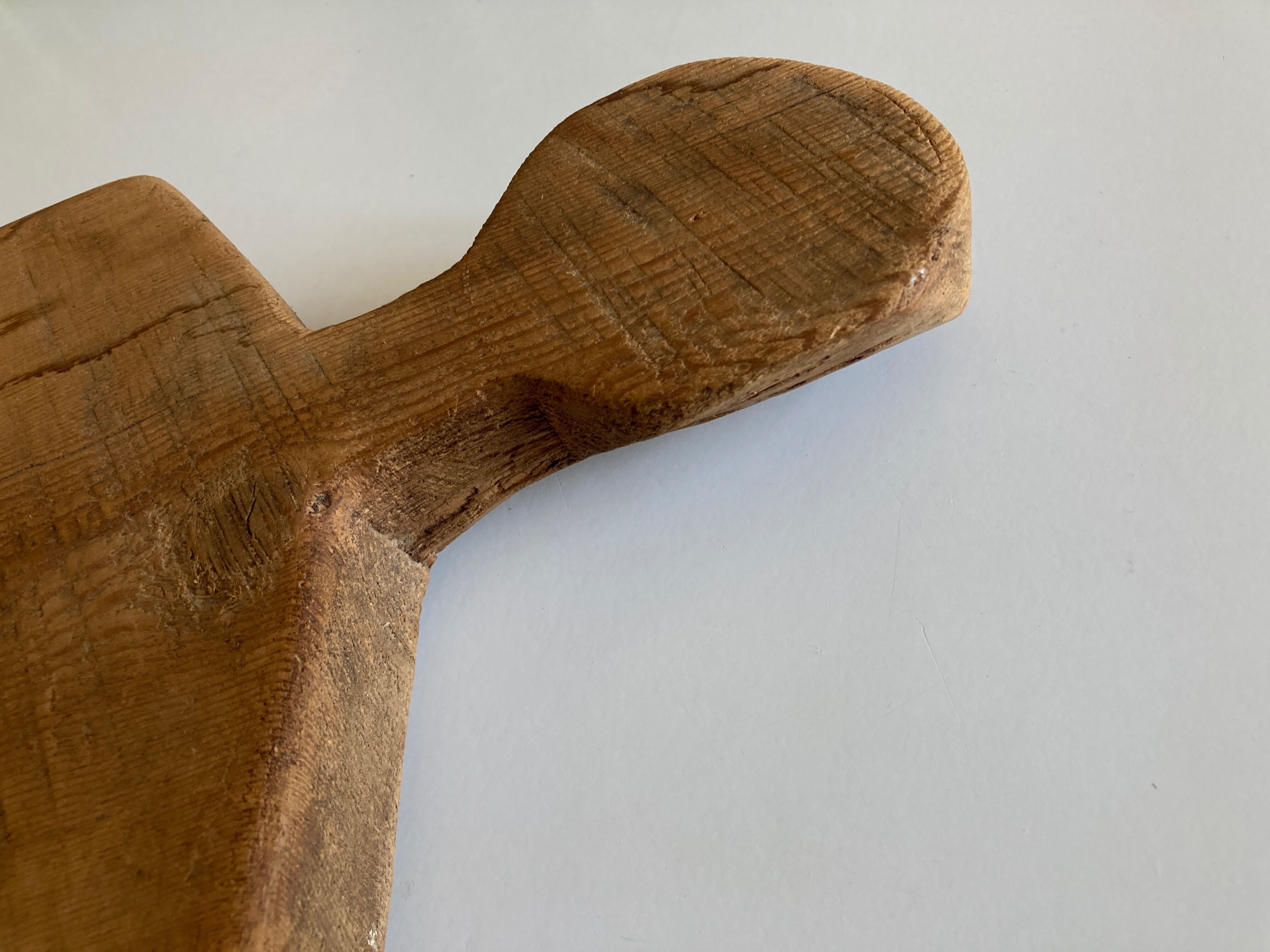 Mirror cubist shape in raw wood Formentera 1970