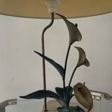 Vintage lamp in travertine and bronze 70s