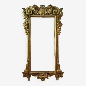 Grand cadre miroir ancien bois doré début 19ème siècle italie