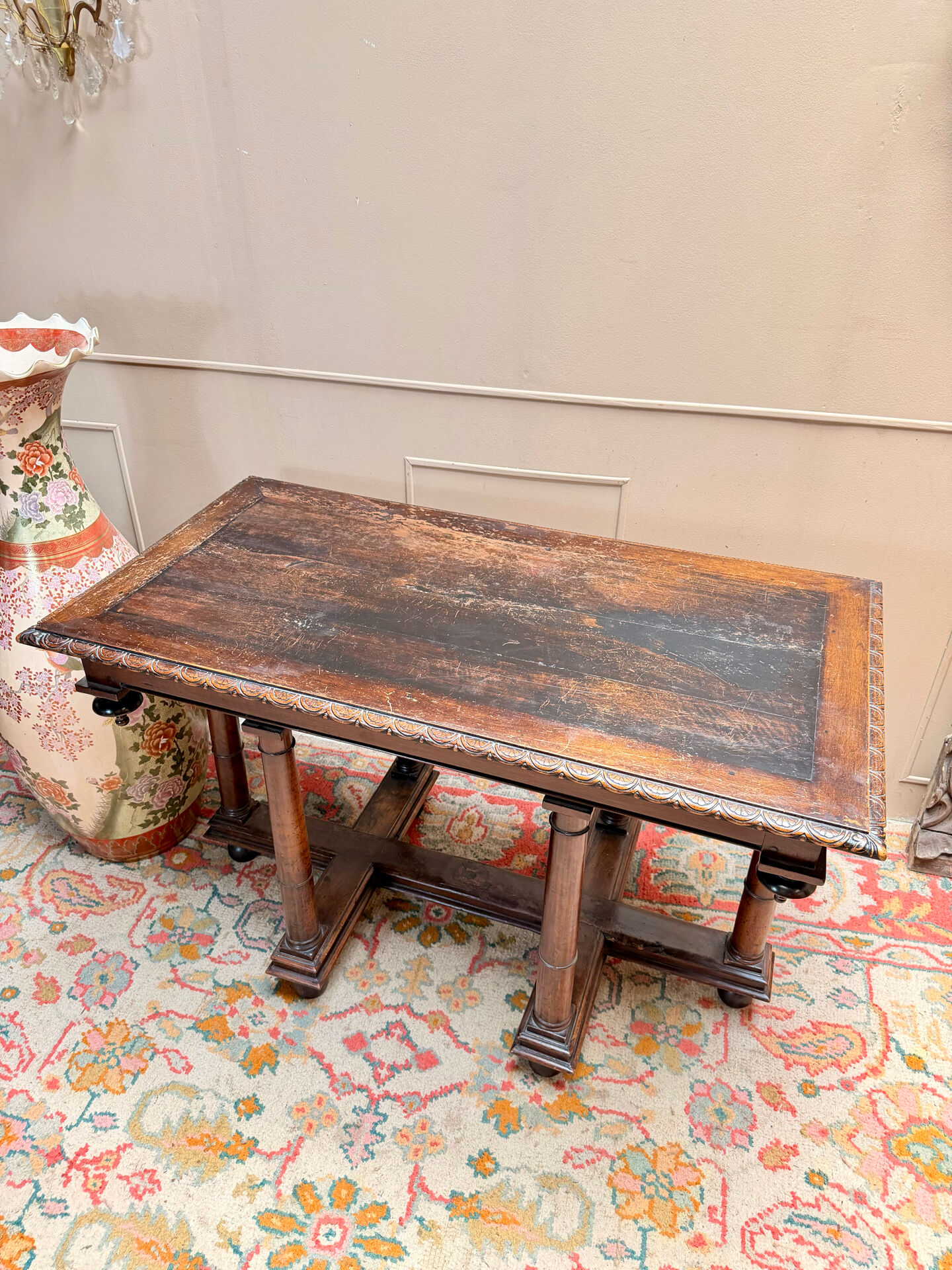 TABLE RENAISSANCE EN CROIX DE LORRAINE EN NOYER XVIII EME SIÈCLE