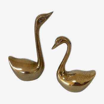 Duo of brass swans from the 70s