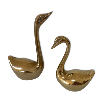 Duo of brass swans from the 70s