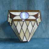 Wall lamp, glass paste, Tiffany Art Deco style, v shape, 80s work
