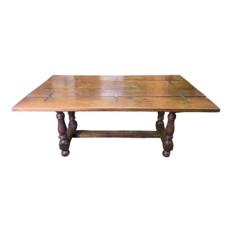 Table de ferme de style Louis XIII à volets en chêne massif